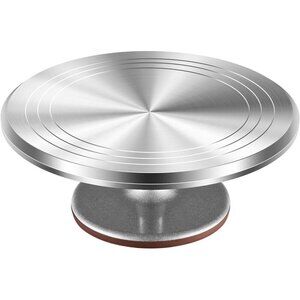 Rotating Cake Stand 12 Inch Aluminum Turntable Silver